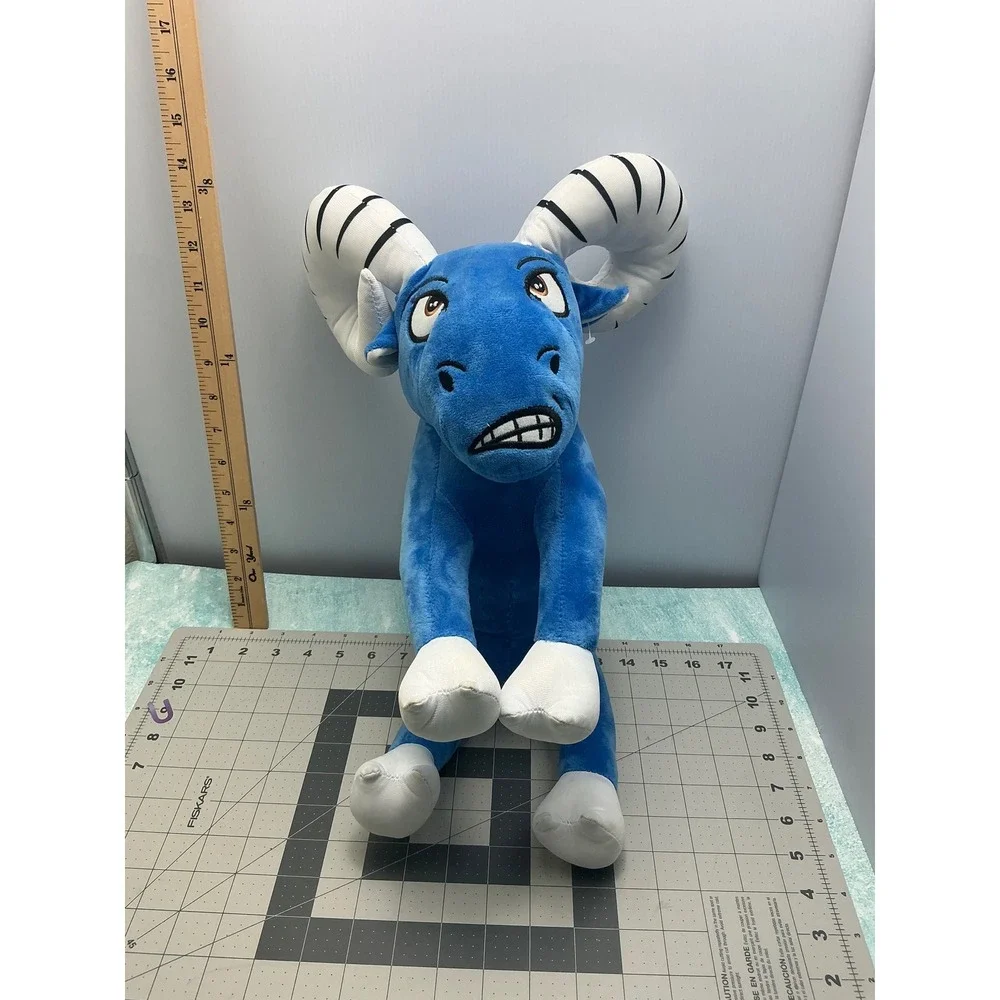 Blue Ram Plush Stuffed Animal Toy Horns Eyes‎ Teeth Cartoon Character - Picture 6 of 7